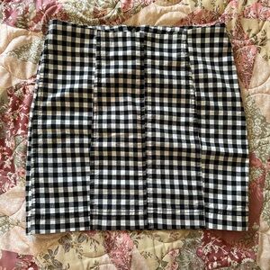 Free People Black and White Checkered Mini Skirt